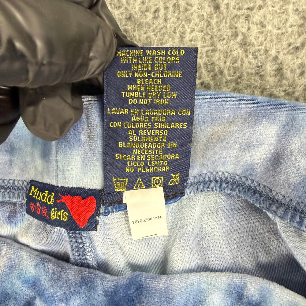 Mudd Velour Lounge Set Kids 14‎ Blue Tie Dye Vintage Y2K Wide Leg Drawstring - Picture 12 of 15